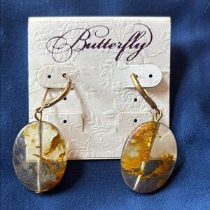 Butter Gold and Silver Oval Earrings